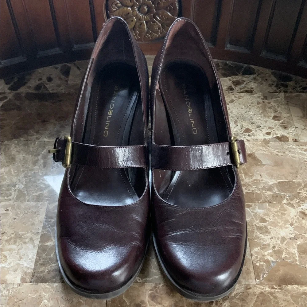 Brown Heeled Mary Jane Shoes - Picture 2 of 12